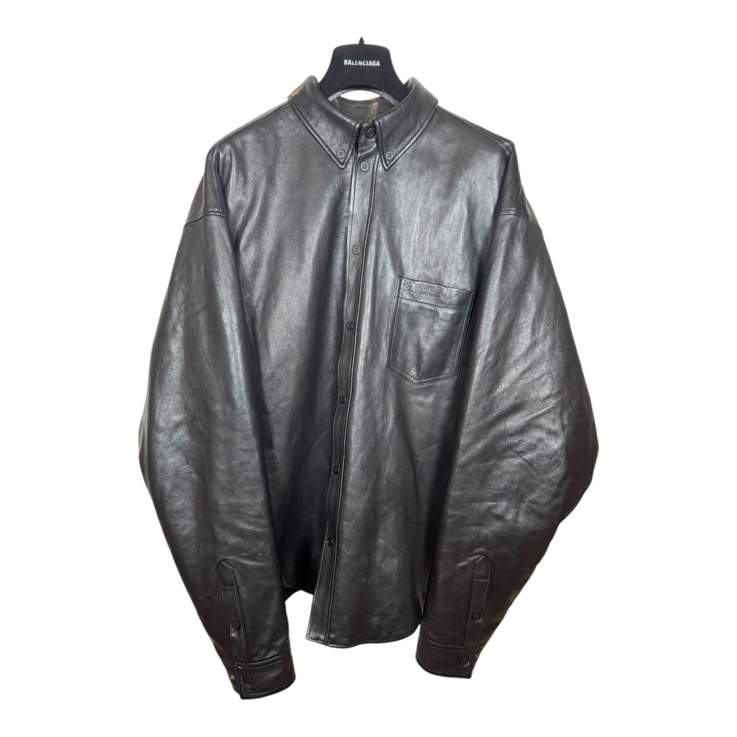 Balenciaga Leather Button Up Overshirt