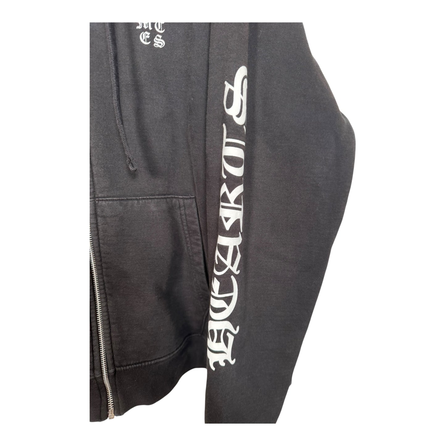 Chrome Hearts Vintage Thermal Vertical Logo Zip-Up Hoodie