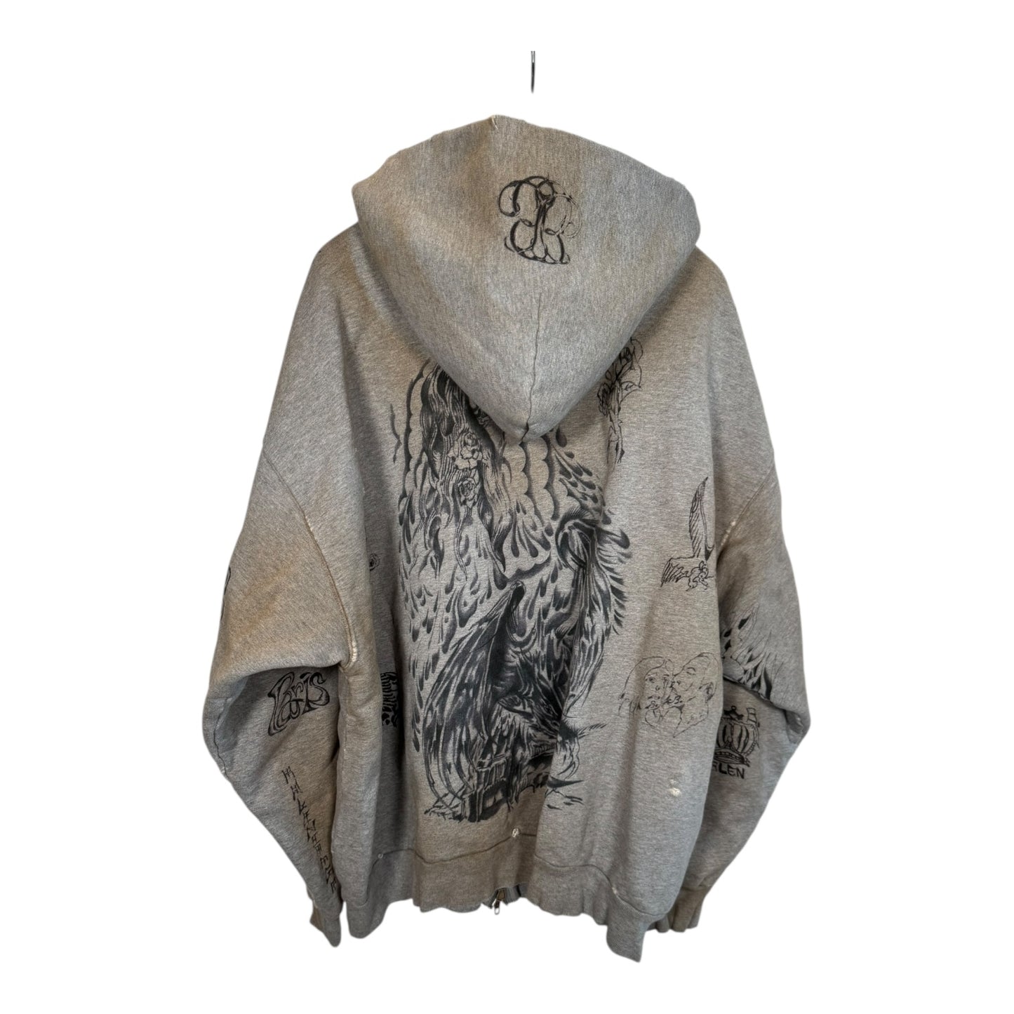 Balenciaga Distressed Tattoo Zip-Up Hoodie