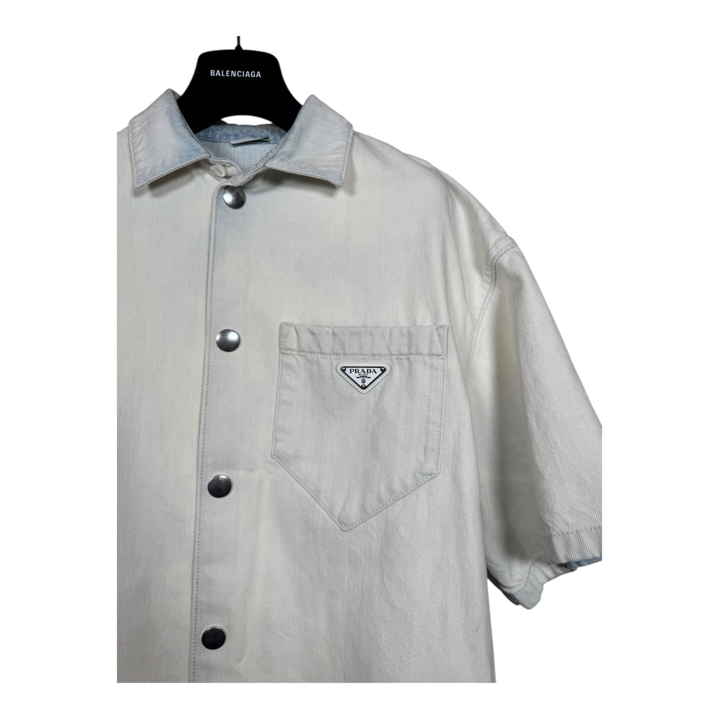 Prada Bleached Denim Bowling Shirt