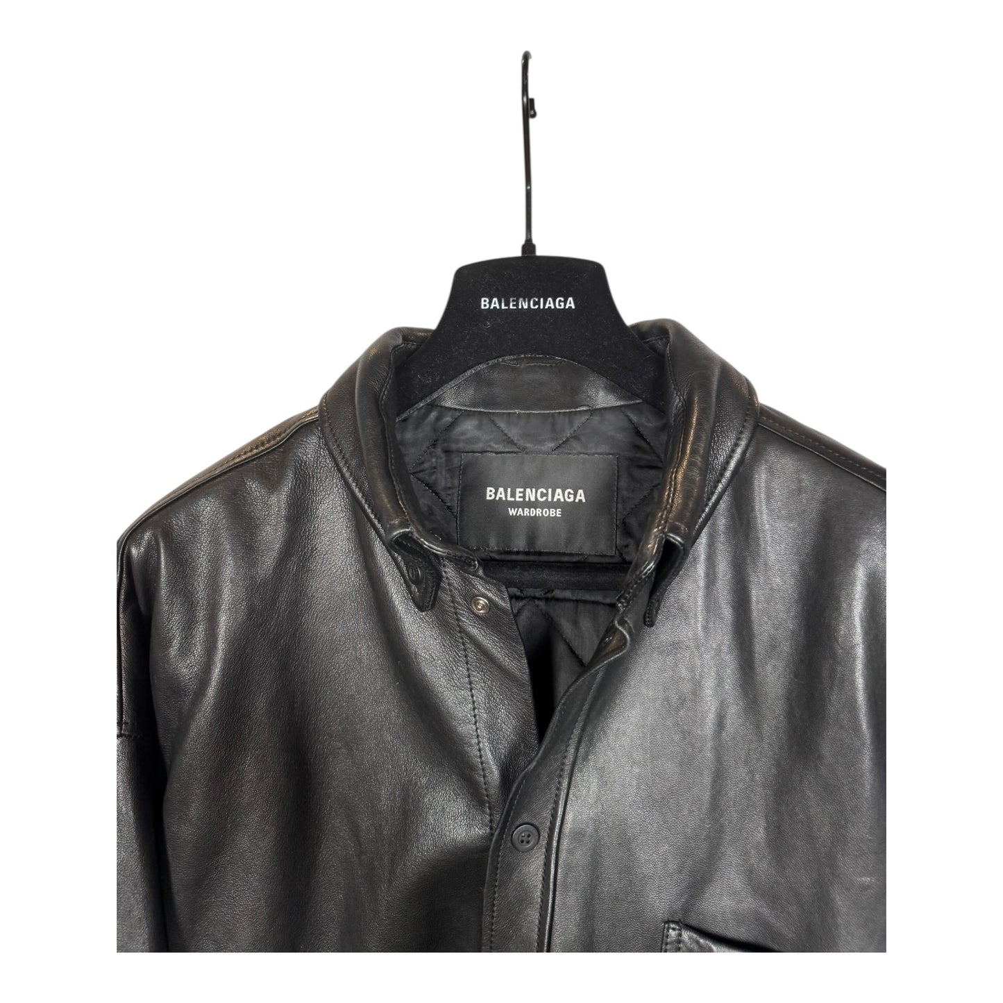 Balenciaga Leather Button Up Overshirt