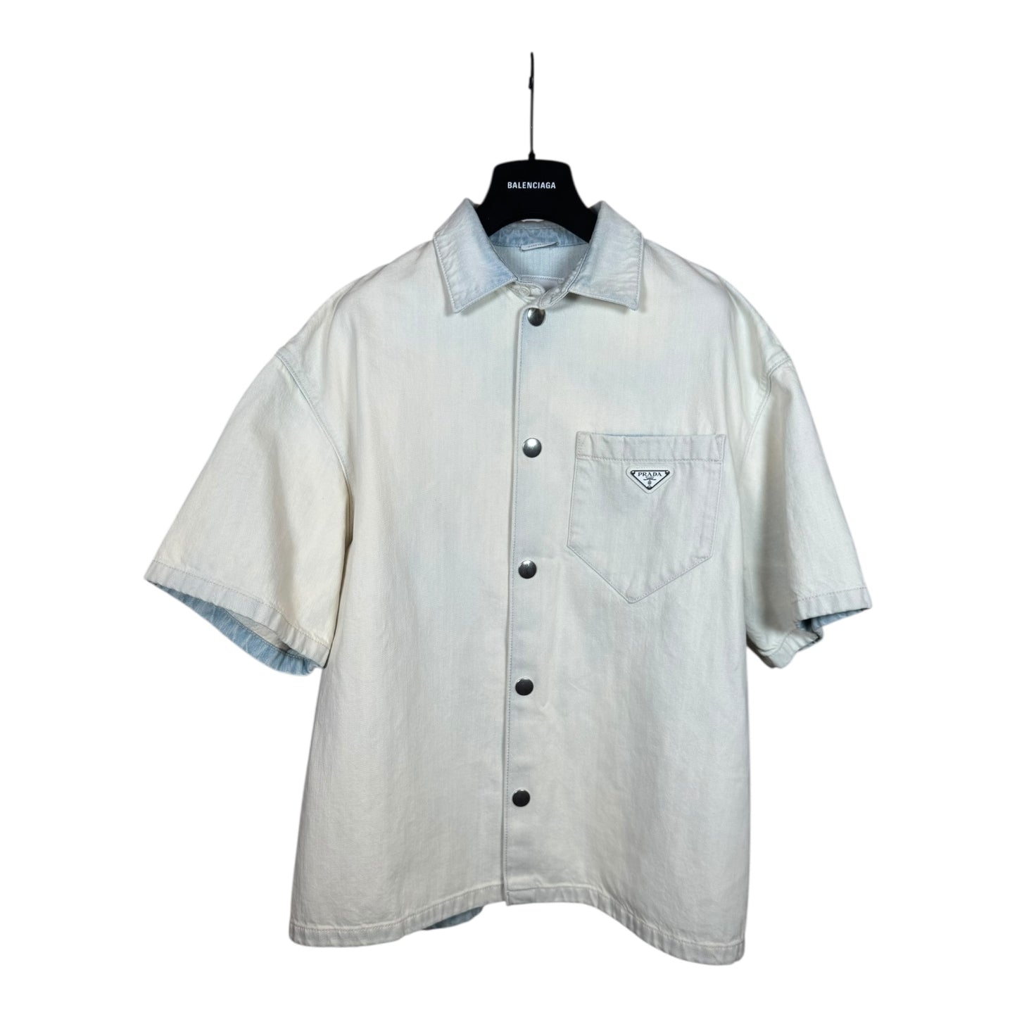 Prada Bleached Denim Bowling Shirt