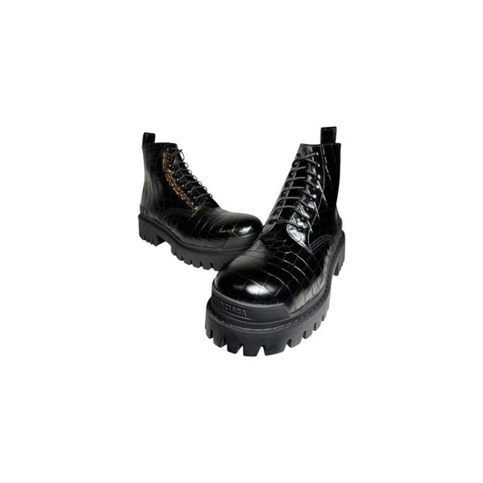Balenciaga Croc Leather Strike Boots