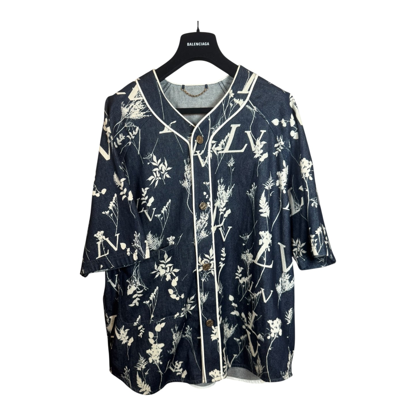 Louis Vuitton Leaf Denim Baseball Jersey