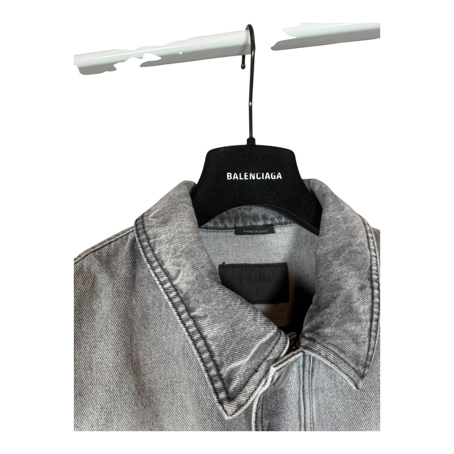 Prada Badge Denim Blouson Jacket