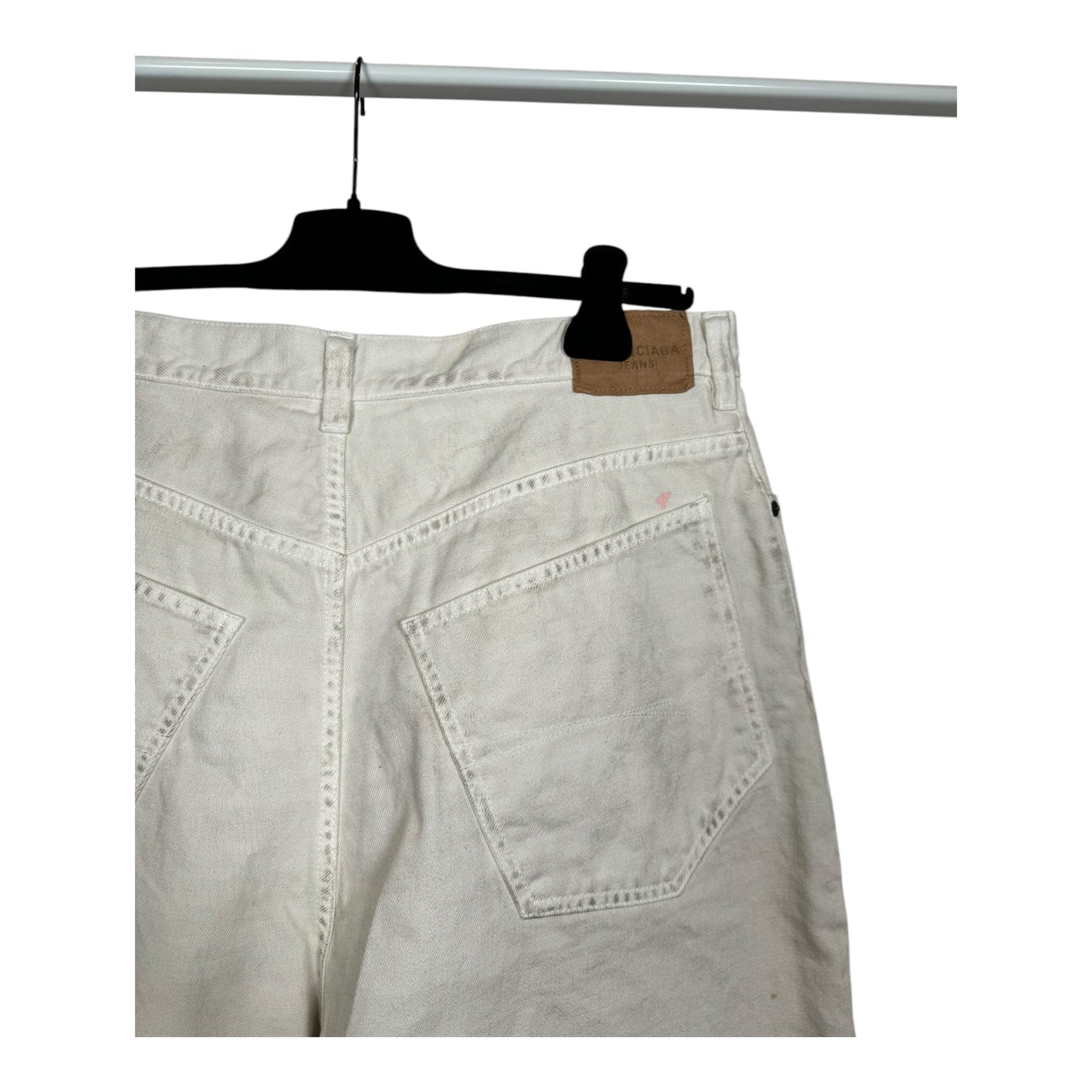 Balenciaga Distressed White Baggy Denim