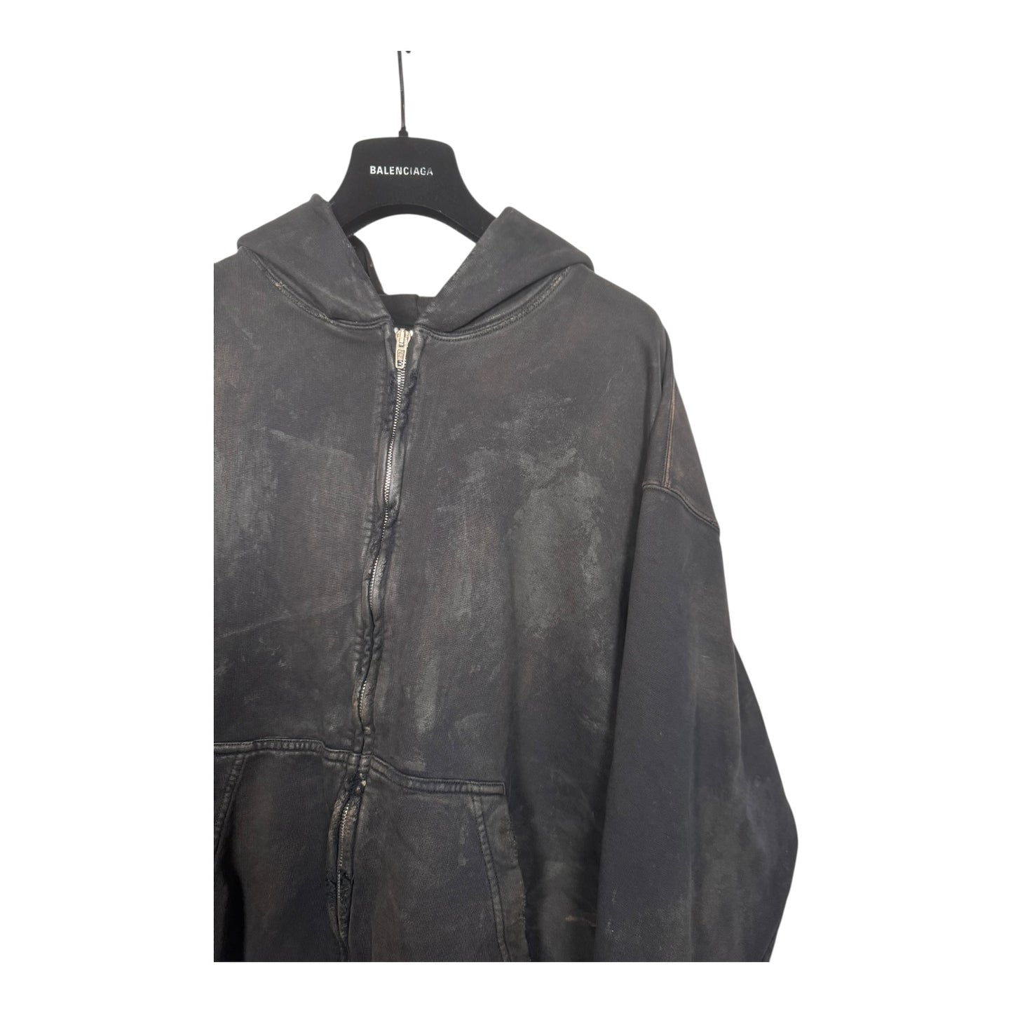 Balenciaga Mudwash Zip-Up Hoodie