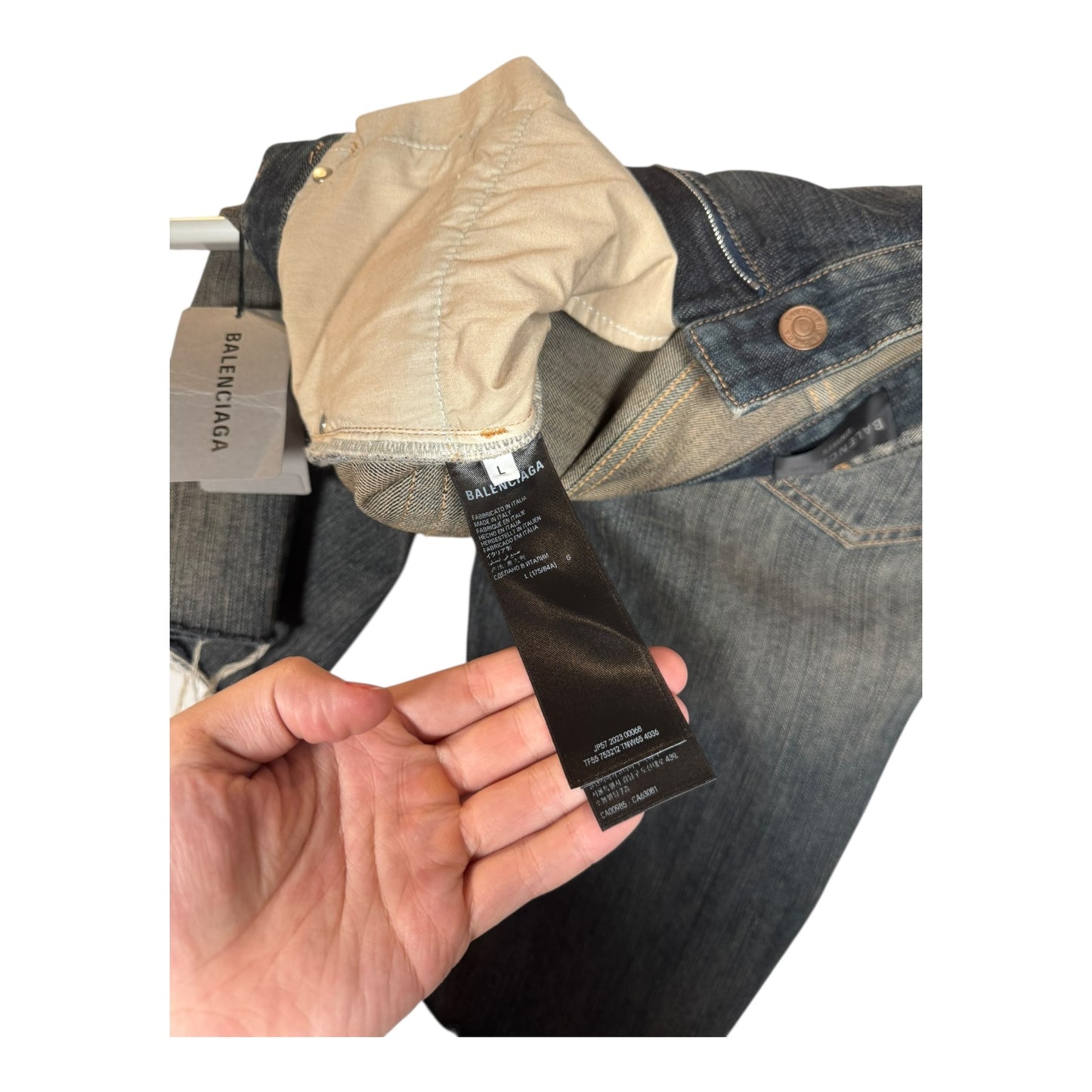 Balenciaga Distressed Indigo Ring Denim Shorts