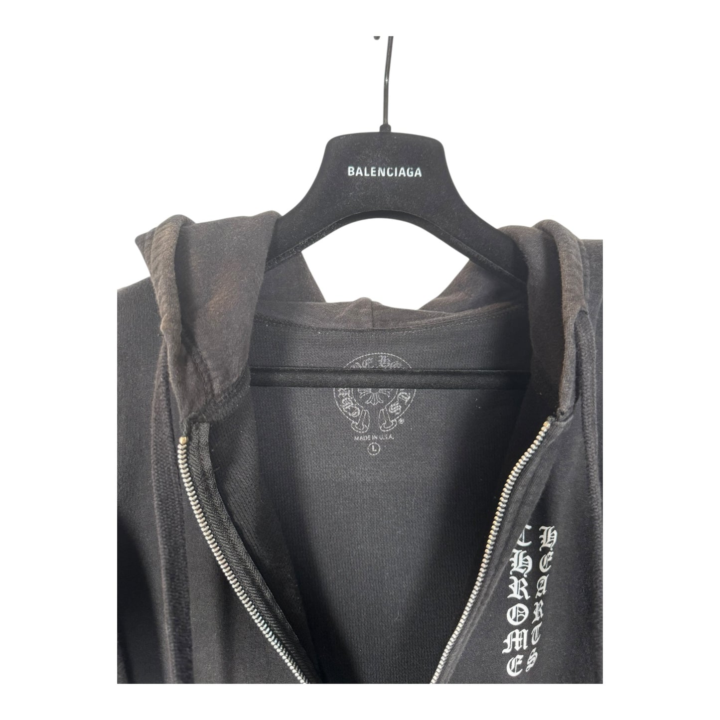 Chrome Hearts Vintage Thermal Vertical Logo Zip-Up Hoodie