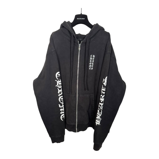 Chrome Hearts Vintage Thermal Vertical Logo Zip-Up Hoodie