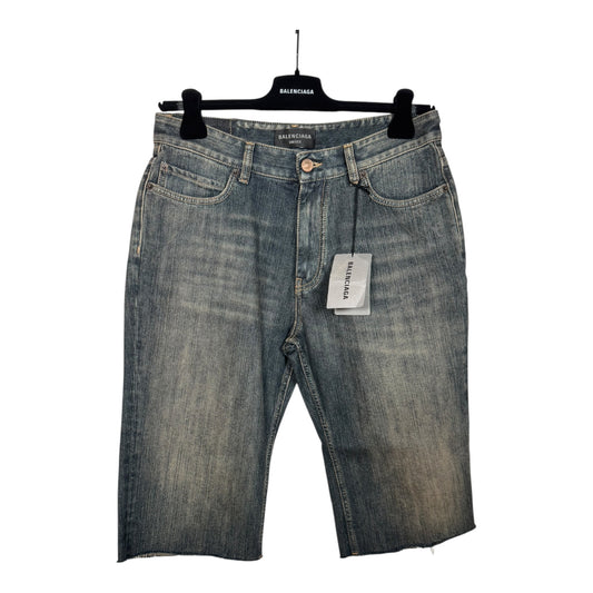 Balenciaga Distressed Indigo Ring Denim Shorts