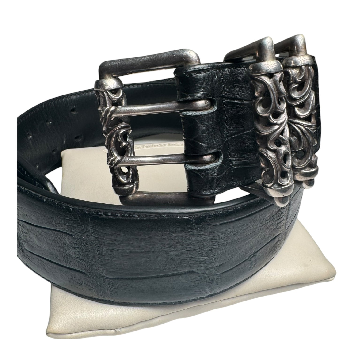 Chrome Hearts Alligator Leather Double Pin Roller Belt