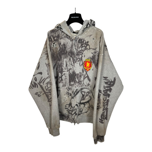 Balenciaga Distressed Skater Zip-Up Hoodie