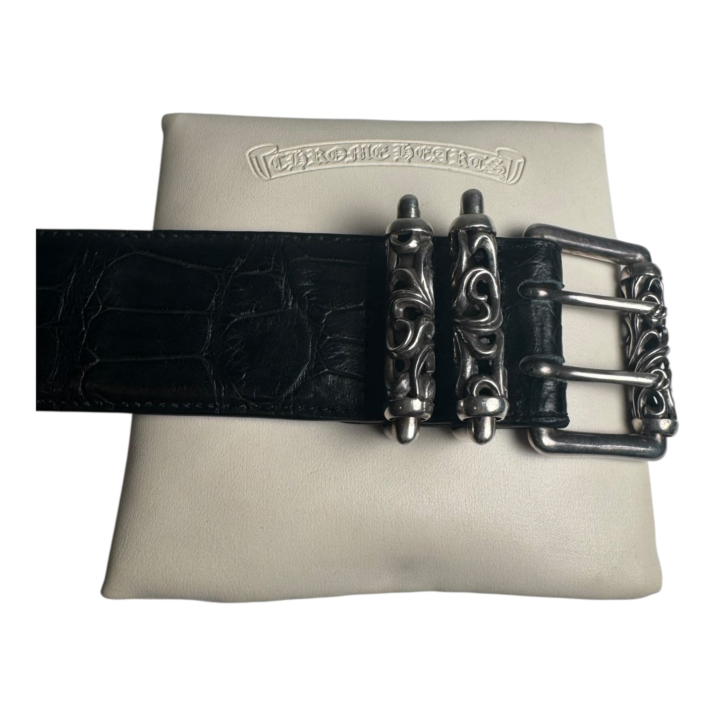 Chrome Hearts Alligator Leather Double Pin Roller Belt