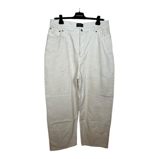 Balenciaga Distressed White Baggy Denim