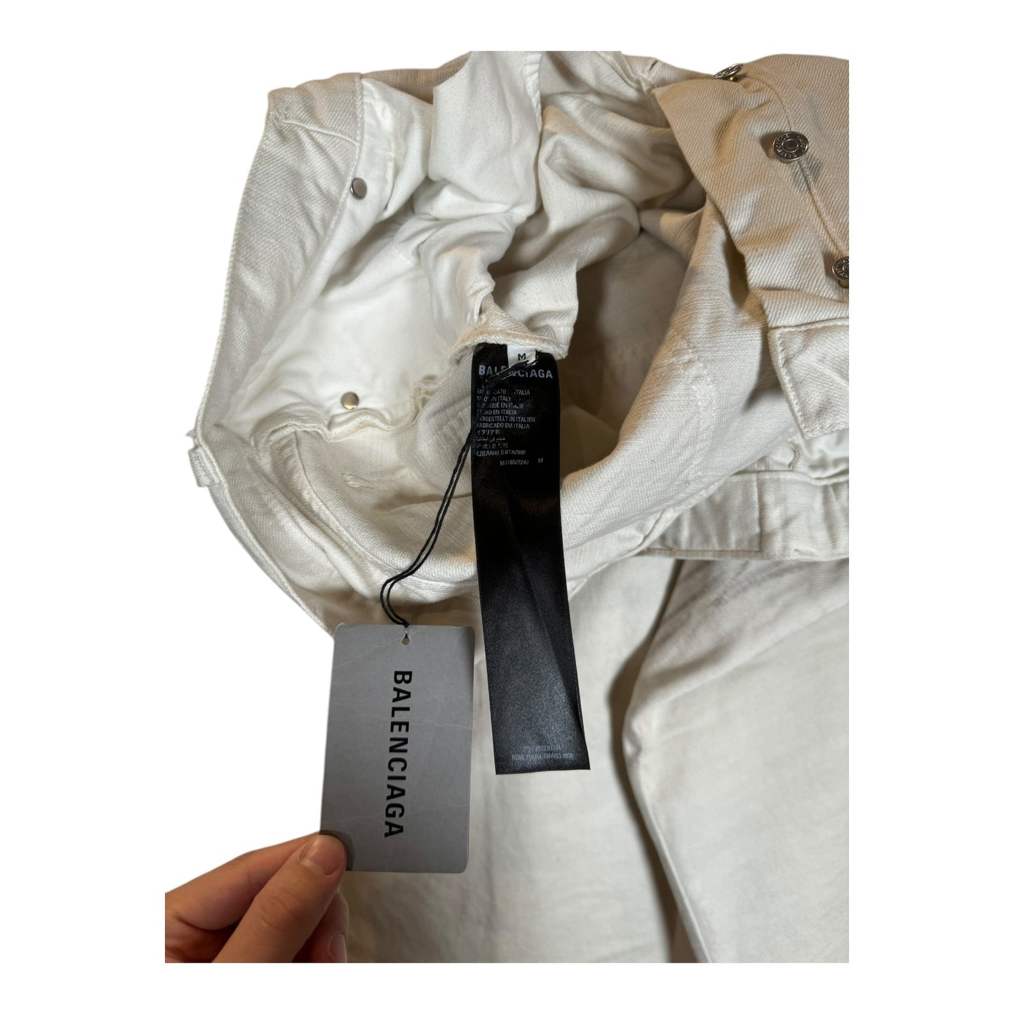 Balenciaga Distressed White Baggy Denim