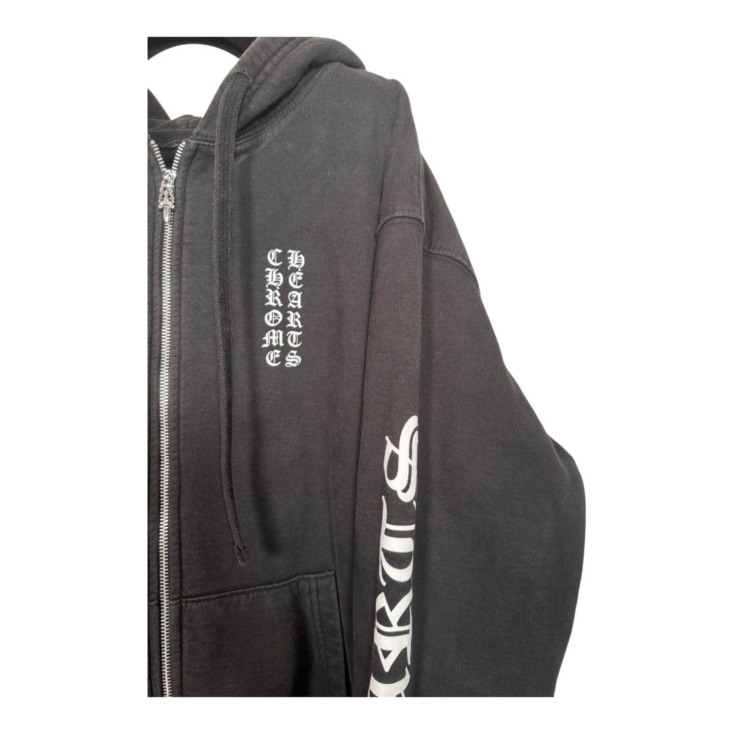 Chrome Hearts Vintage Thermal Vertical Logo Zip-Up Hoodie