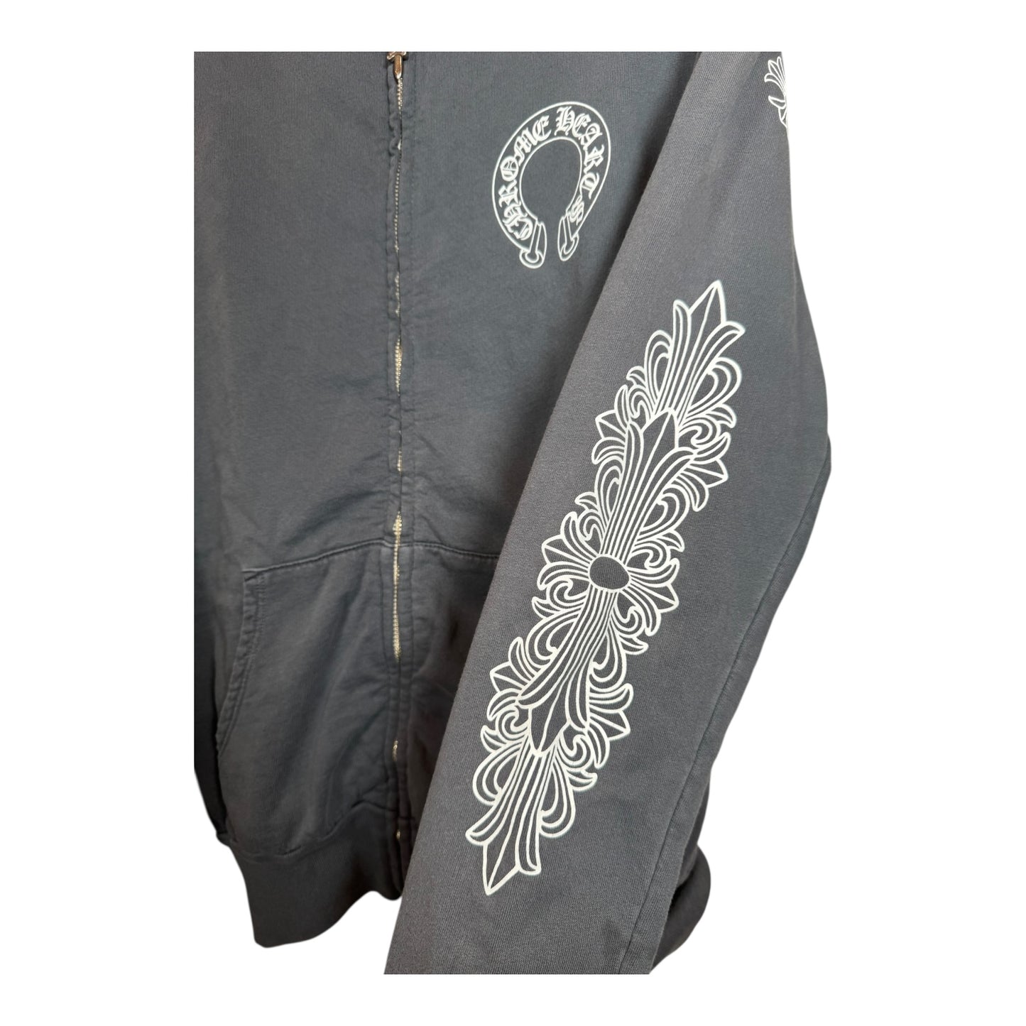 Chrome Hearts Floral Horseshoe Zip-Up Hoodie