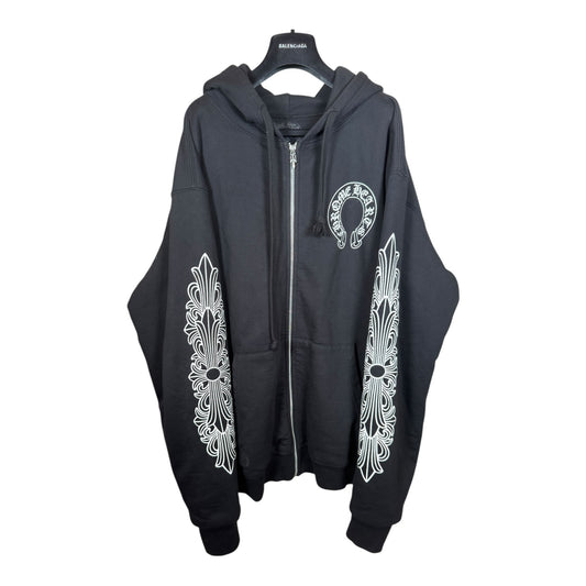 Chrome Hearts Floral Horseshoe Thermal Zip-Up Hoodie