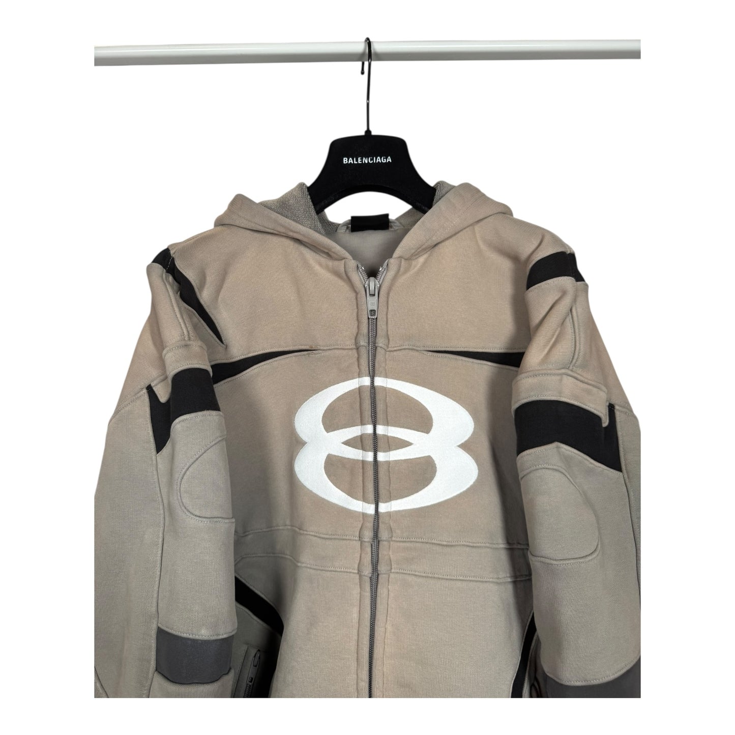 Balenciaga Unity Icon Logo Padded Biker Zip-Up Hoodie