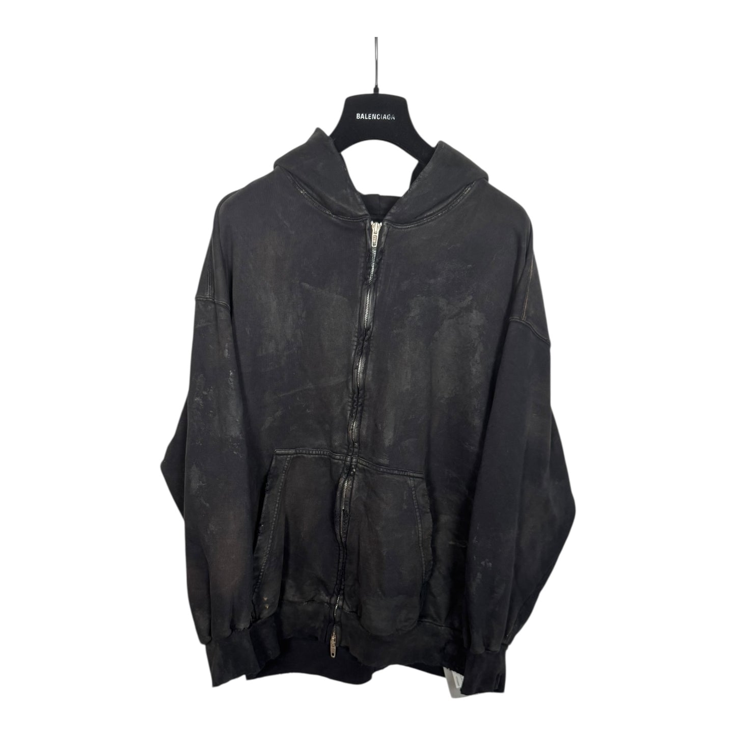 Balenciaga Mudwash Zip-Up Hoodie
