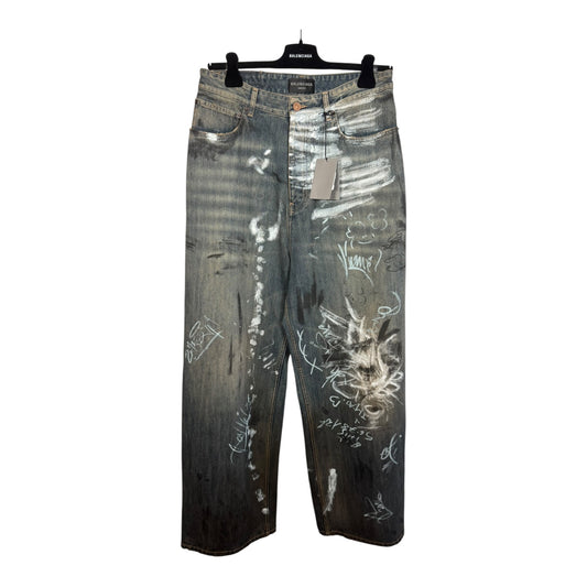 Balenciaga Mudwash Graffiti Baggy Denim