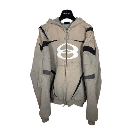 Balenciaga Unity Icon Logo Padded Biker Zip-Up Hoodie