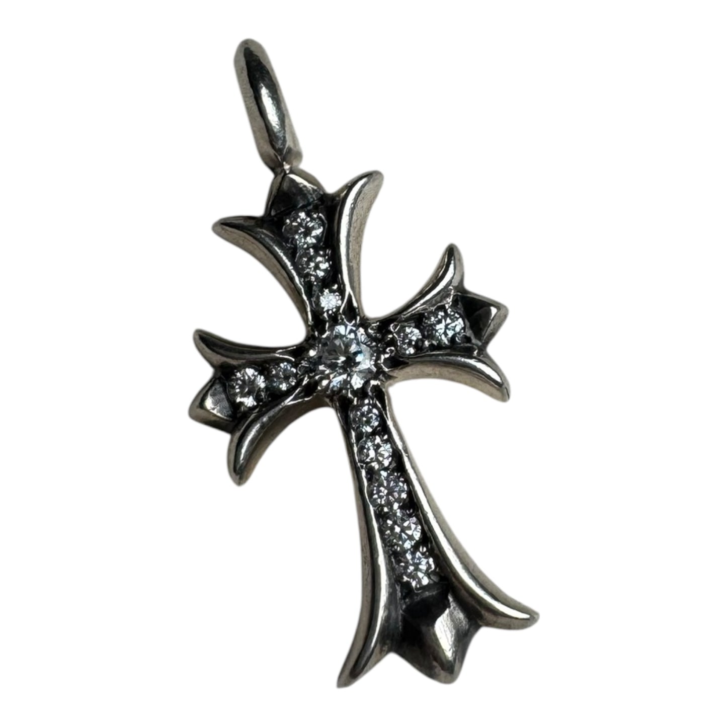 Chrome Hearts Pave Tiny CH Cross Pendant