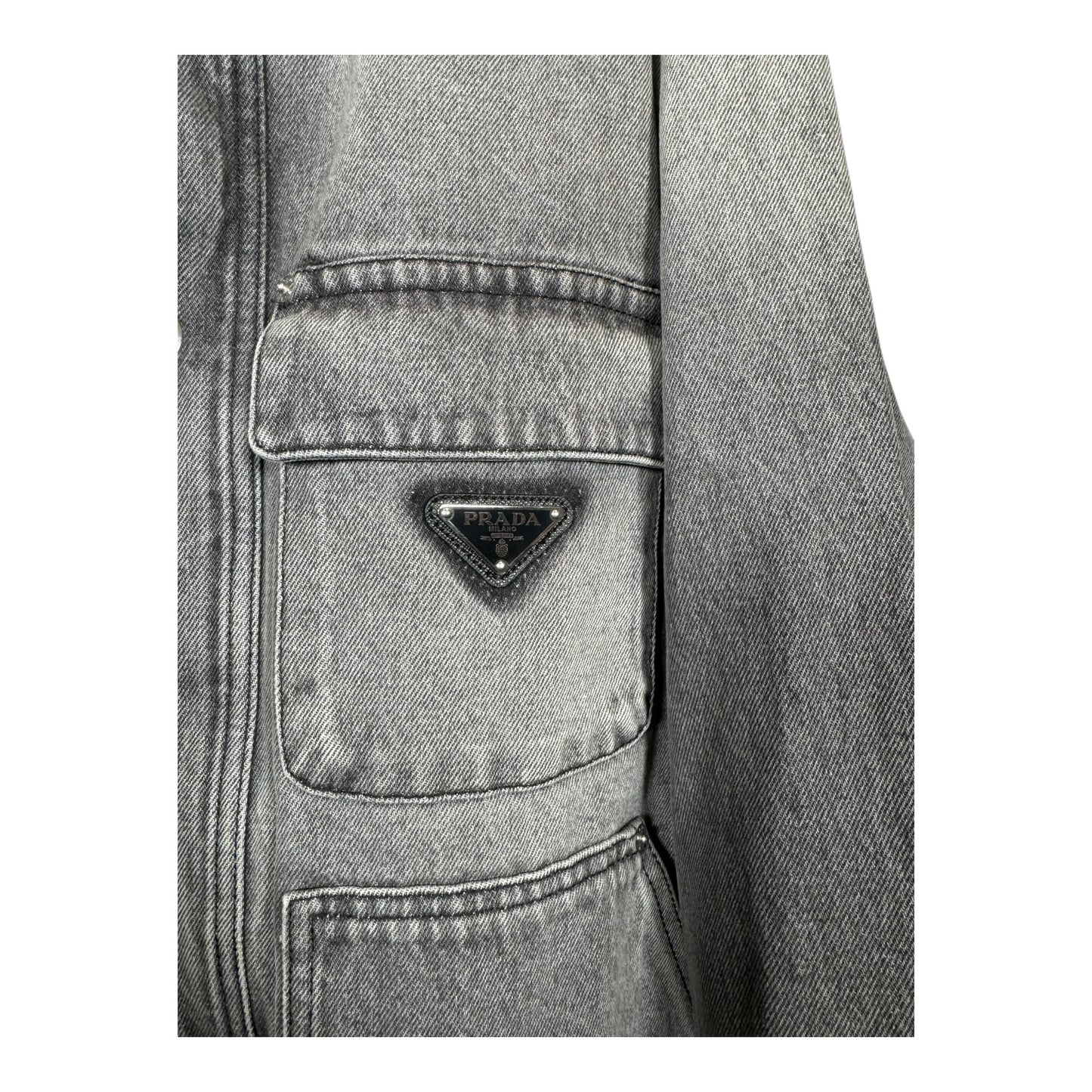 Prada Badge Denim Blouson Jacket