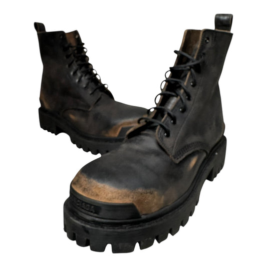 Balenciaga Distressed Leather Strike Boots