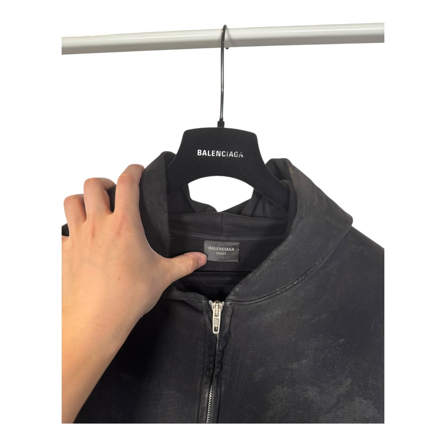 Balenciaga Mudwash Zip-Up Hoodie