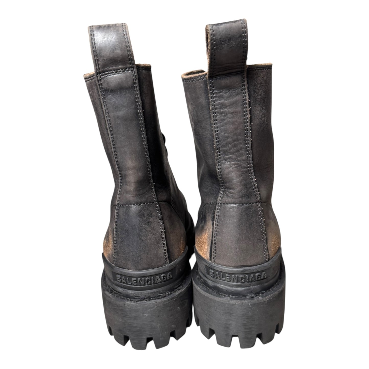 Balenciaga Distressed Leather Strike Boots