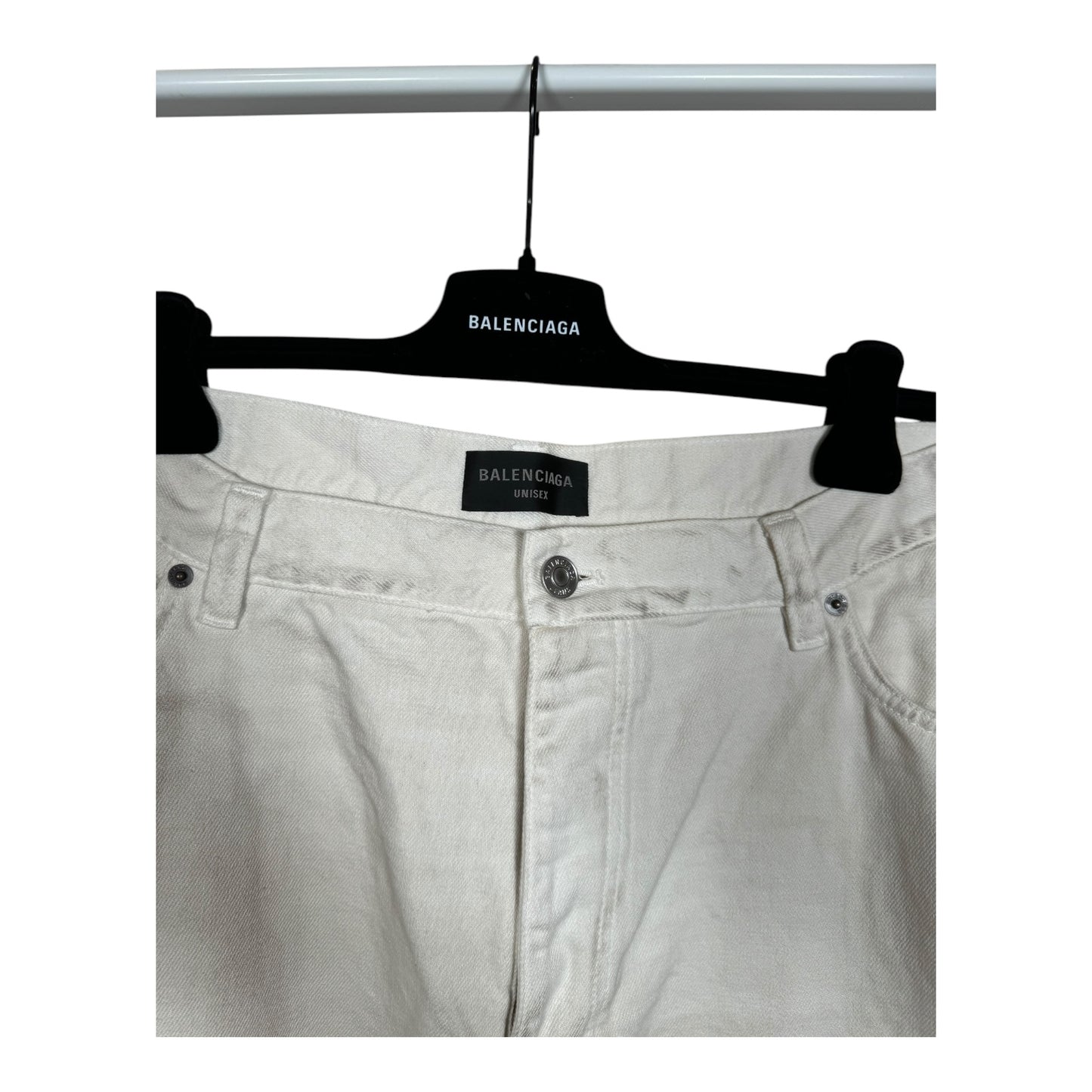 Balenciaga Distressed White Baggy Denim