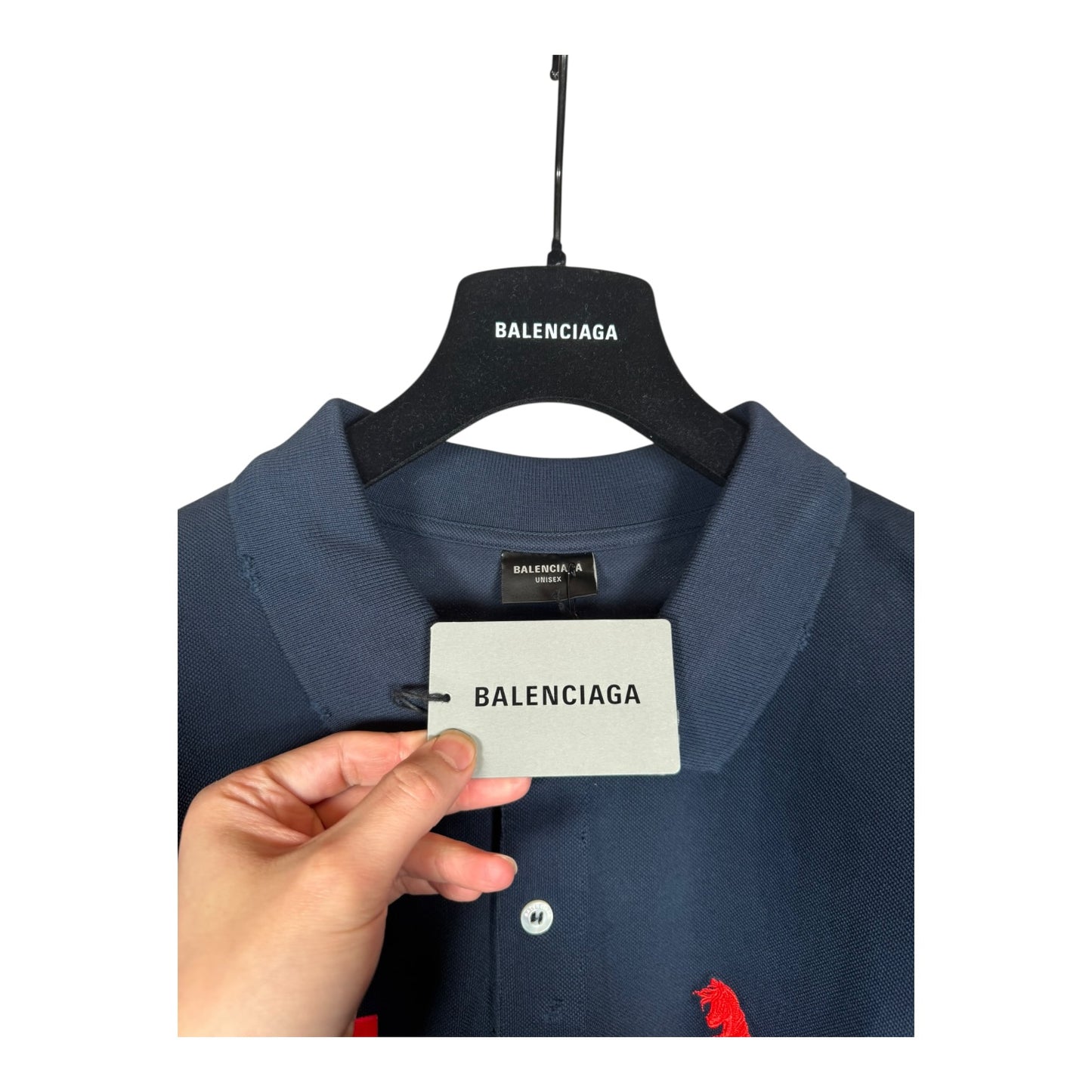Balenciaga Navy Distressed Polo