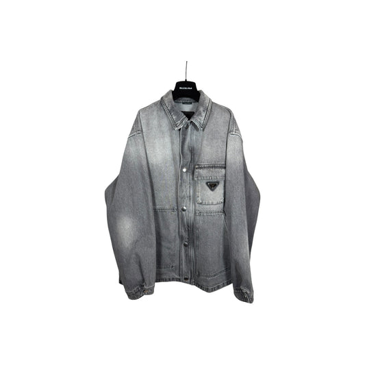 Prada Badge Denim Blouson Jacket