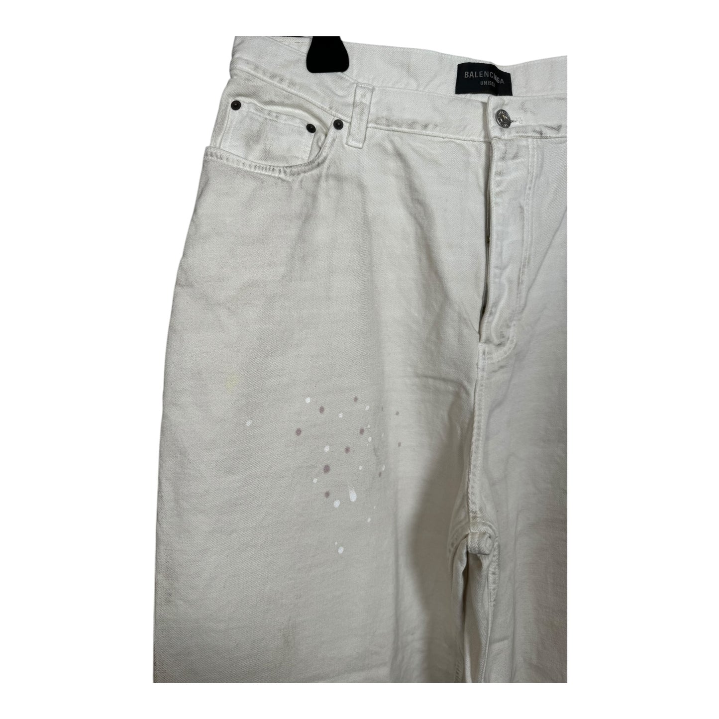 Balenciaga Distressed White Baggy Denim