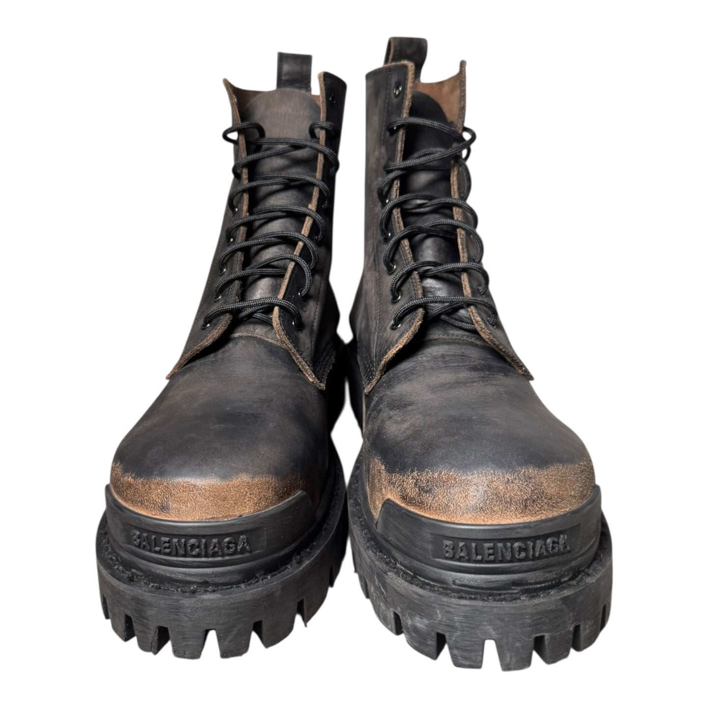 Balenciaga Distressed Leather Strike Boots