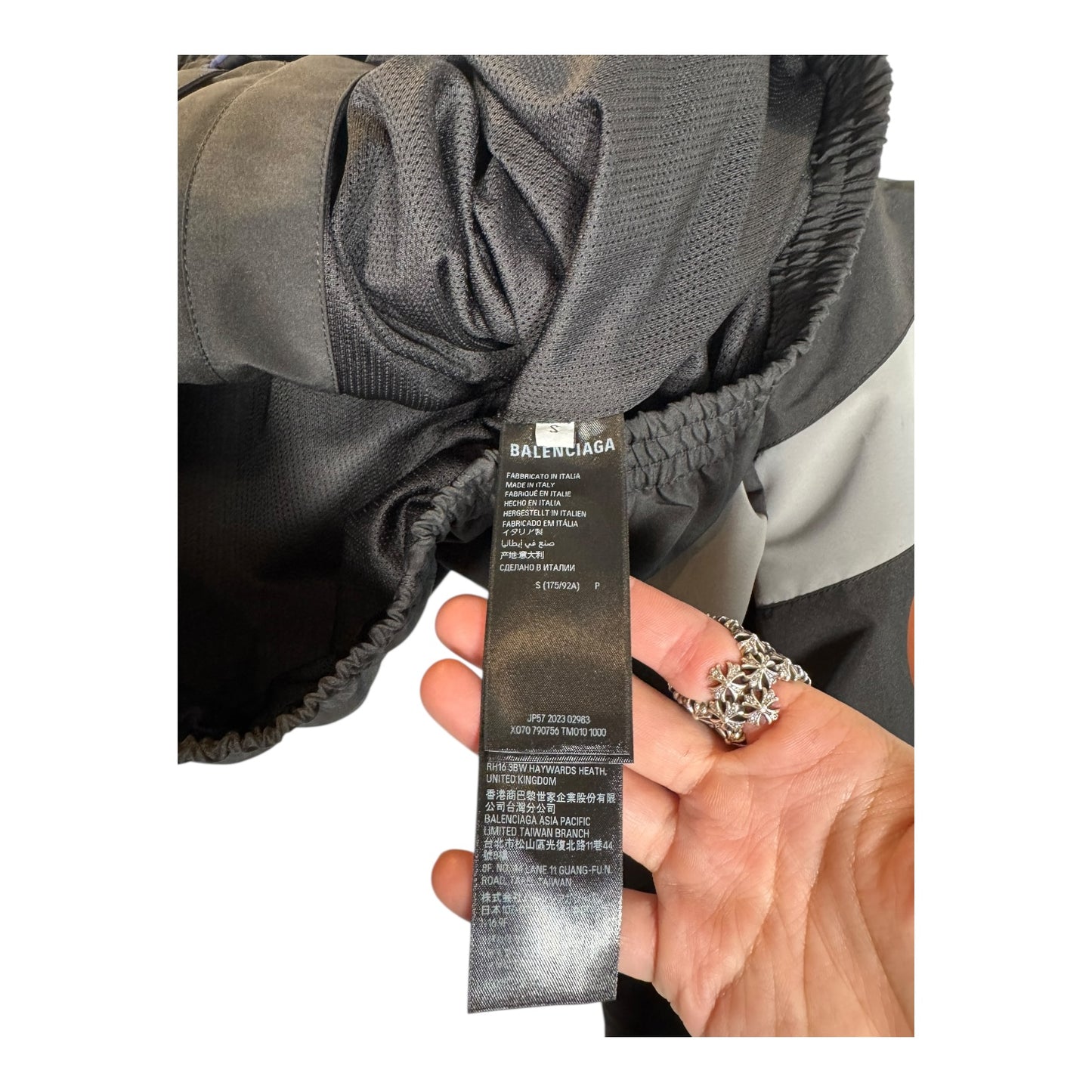 Balenciaga 3B Sports Icon Logo Off Shoulder Track Jacket